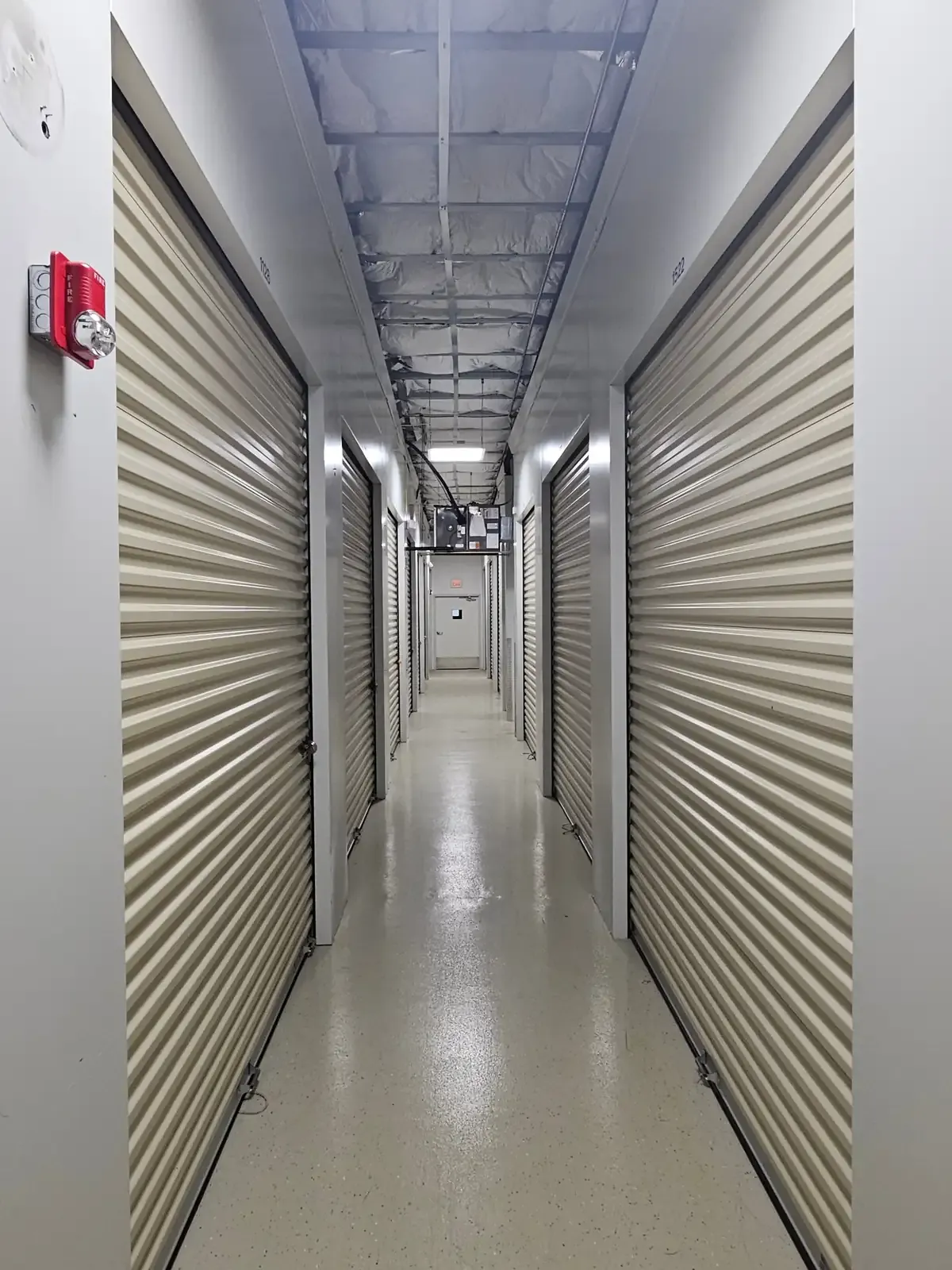 Indoor self storage units with roll up doors
